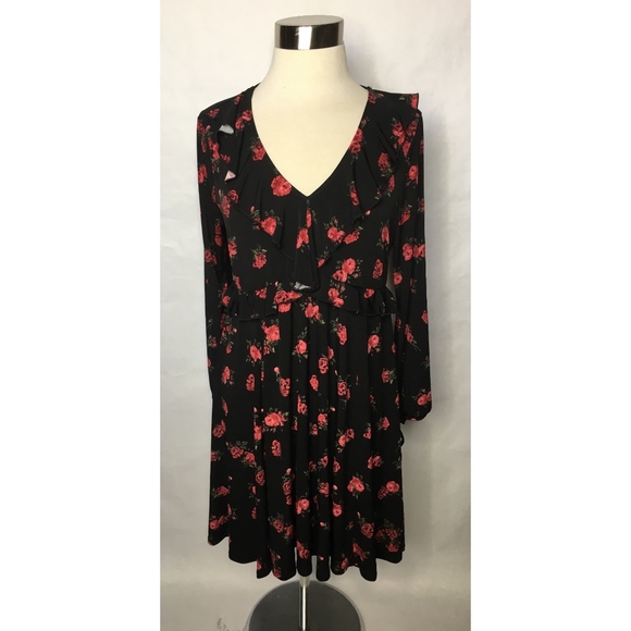 Torrid Black Floral Jersey Knit Skater Dress - Picture 2 of 7